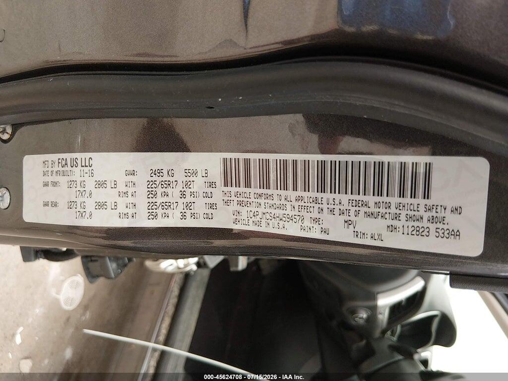 1C4PJMCS4HW594570 2017 JEEP CHEROKEE photo no. 9