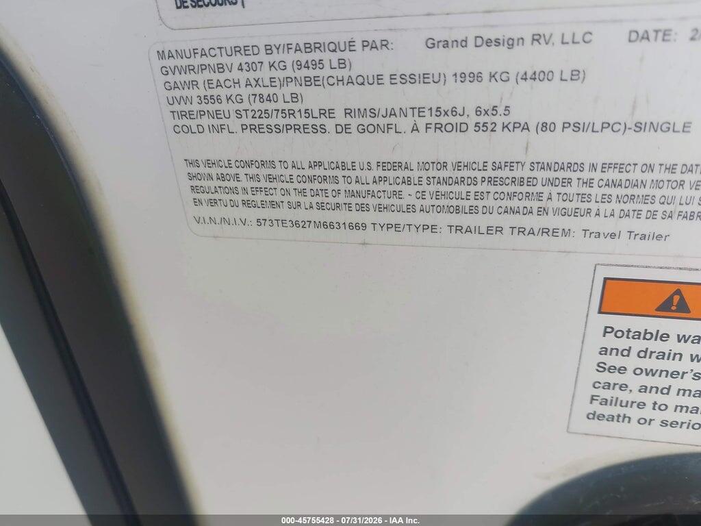 573TE3627M6631669 2021 GRAND DESIGN OTHER photo no. 9