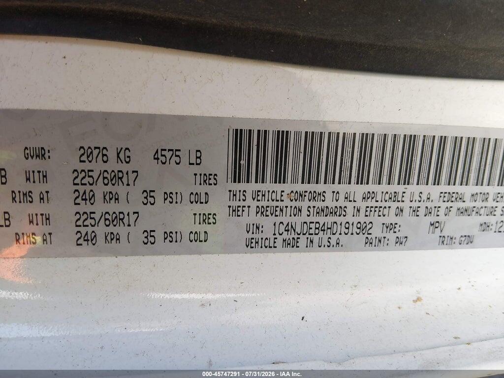 1C4NJDEB4HD191902 2017 JEEP COMPASS photo no. 9