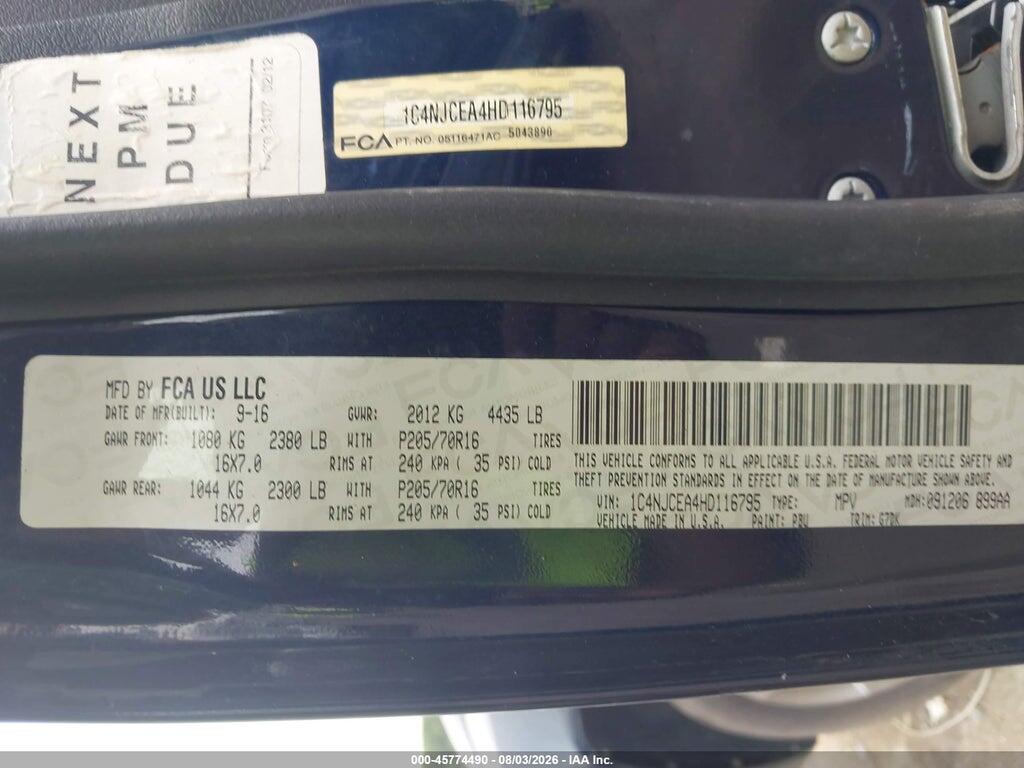 1C4NJCEA4HD116795 2017 JEEP COMPASS photo no. 9
