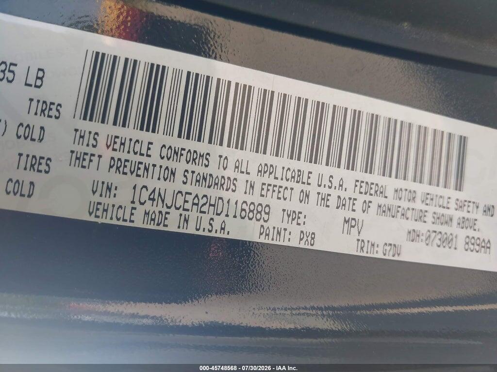 1C4NJCEA2HD116889 2017 JEEP COMPASS photo no. 9