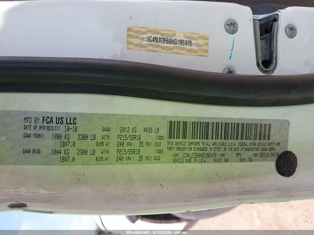 1C4NJCBB0HD186470 2017 JEEP COMPASS photo no. 9