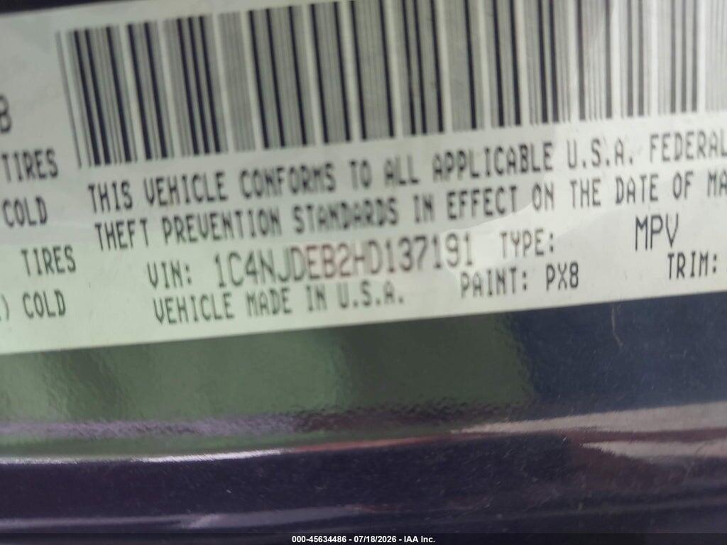 1C4NJDEB2HD137191 2017 JEEP COMPASS photo no. 9