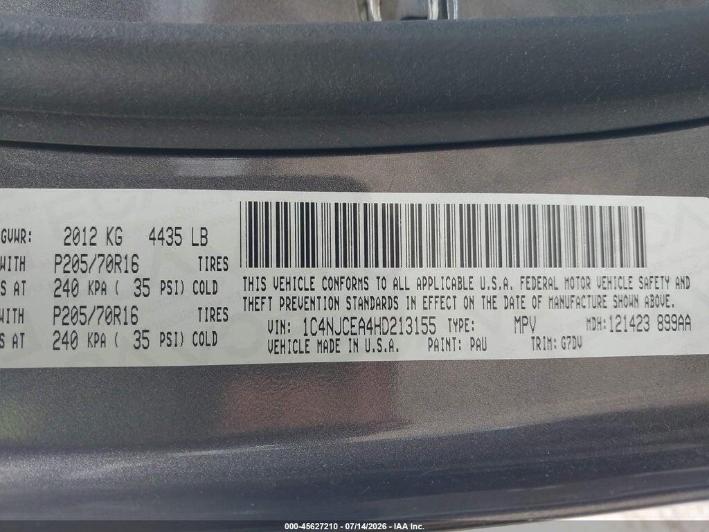 1C4NJCEA4HD213155 2017 JEEP COMPASS photo no. 9