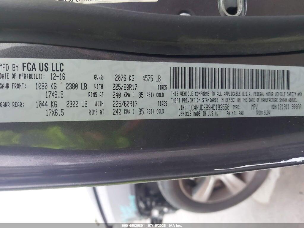 1C4NJDEB9HD193550 2017 JEEP COMPASS photo no. 9