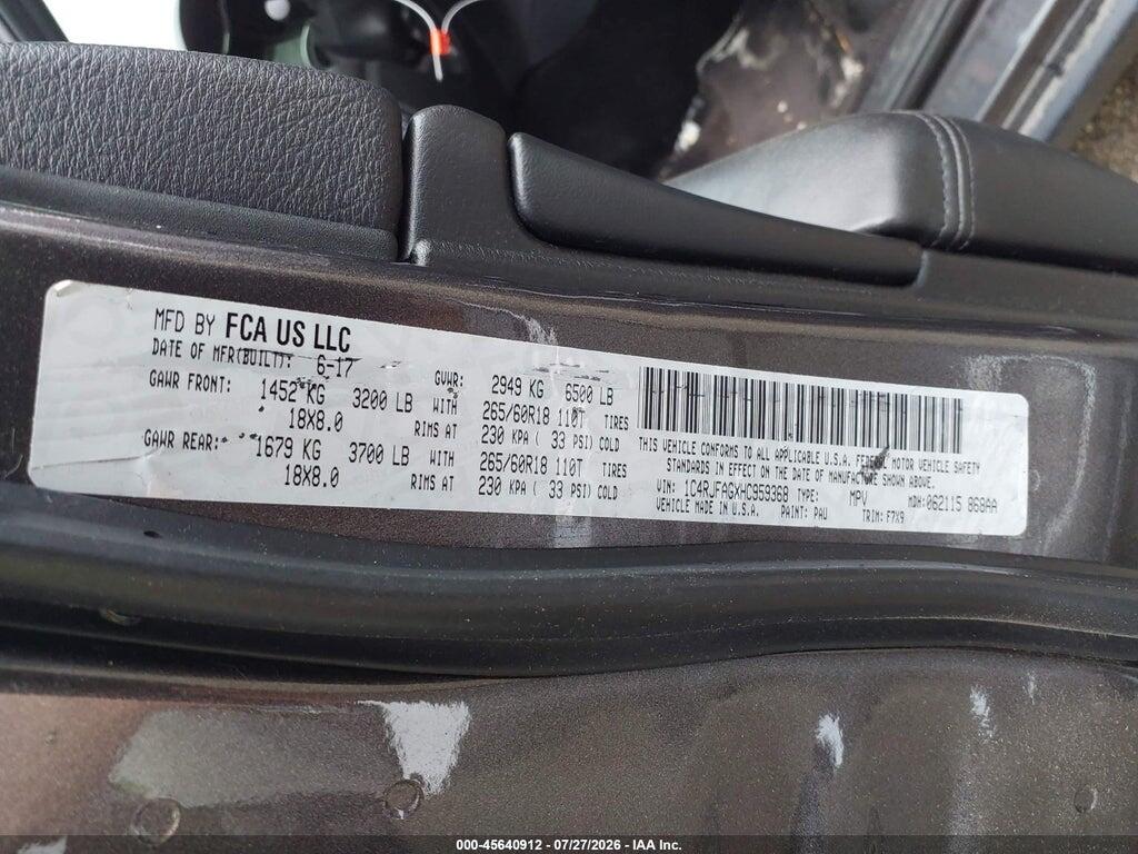 1C4RJFAGXHC959368 2017 JEEP GRAND CHEROKEE photo no. 9