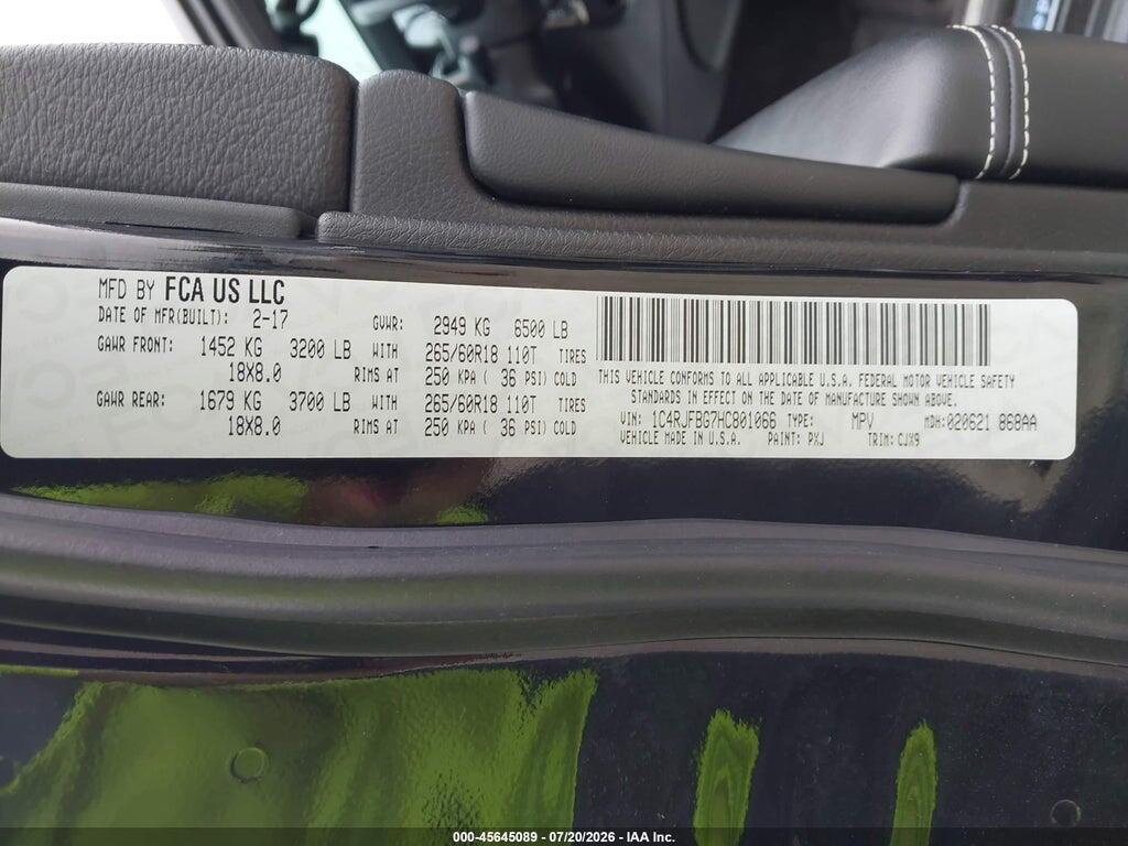 1C4RJFBG7HC801066 2017 JEEP GRAND CHEROKEE photo no. 9