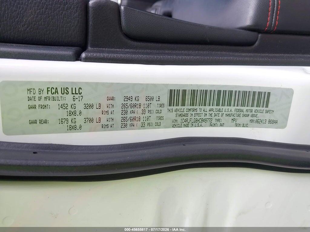 1C4RJFLG8HC849772 2017 JEEP GRAND CHEROKEE photo no. 9