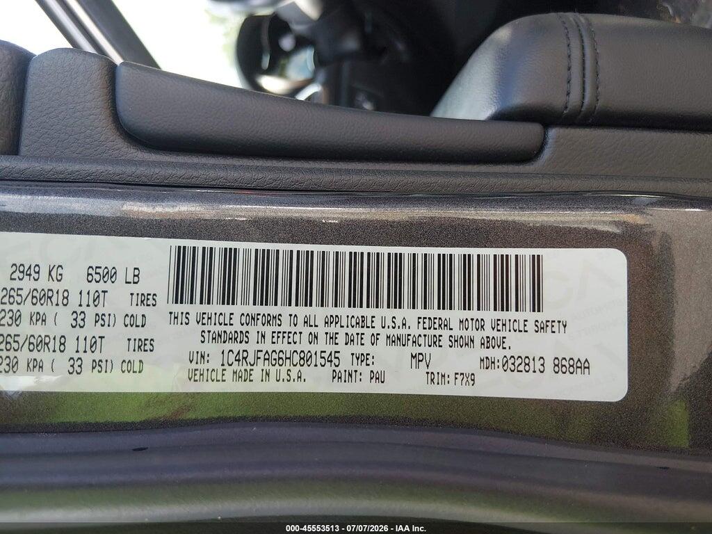 1C4RJFAG6HC801545 2017 JEEP GRAND CHEROKEE photo no. 9