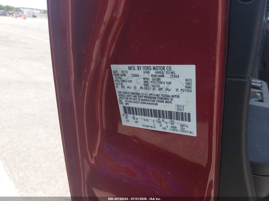 1FMCU0D7XBKA43028 2011 FORD ESCAPE photo no. 9