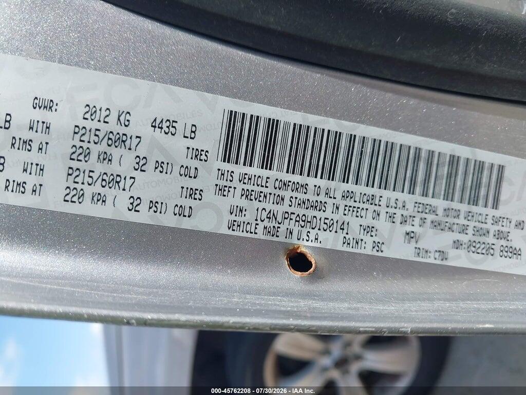 1C4NJPFA9HD150141 2017 JEEP PATRIOT photo no. 9