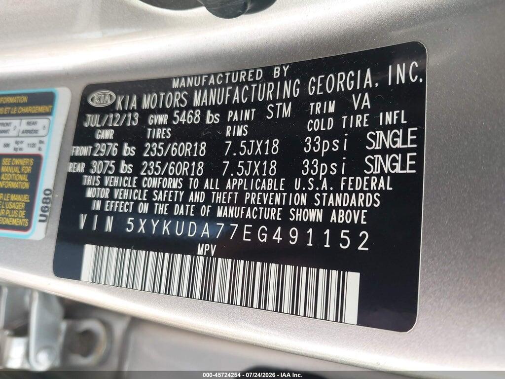 5XYKUDA77EG491152 2014 KIA SORENTO photo no. 9
