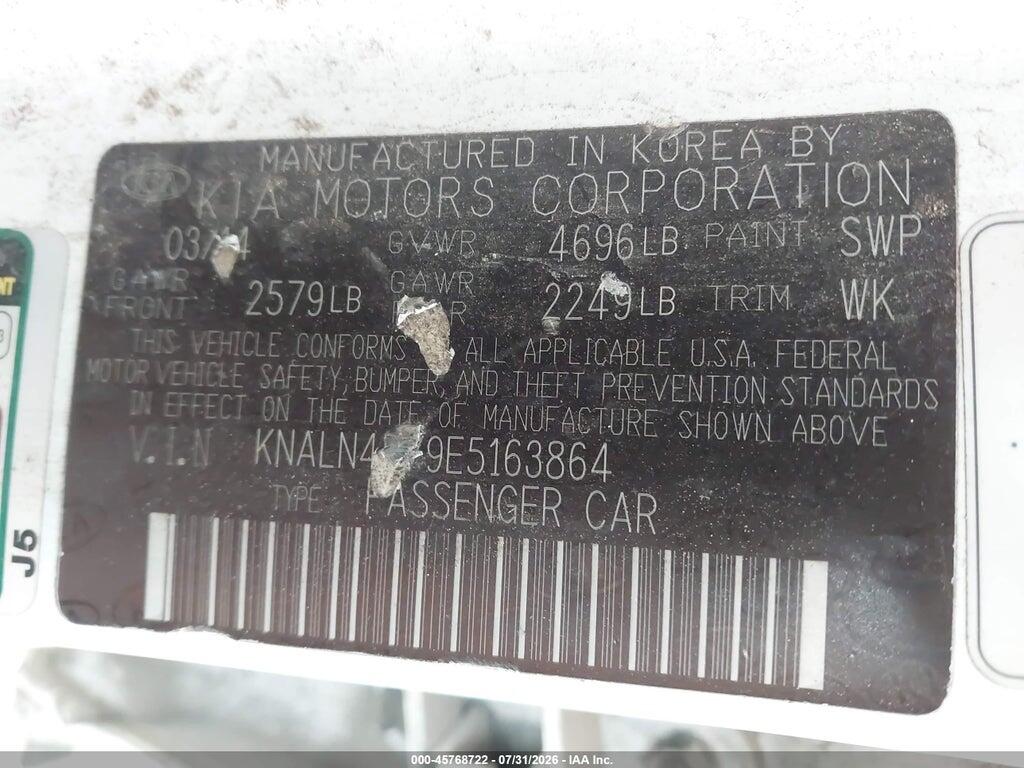 KNALN4D79E5163864 2014 KIA CADENZA photo no. 9