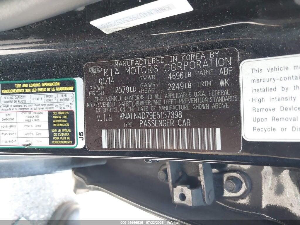 KNALN4D79E5157398 2014 KIA CADENZA photo no. 9