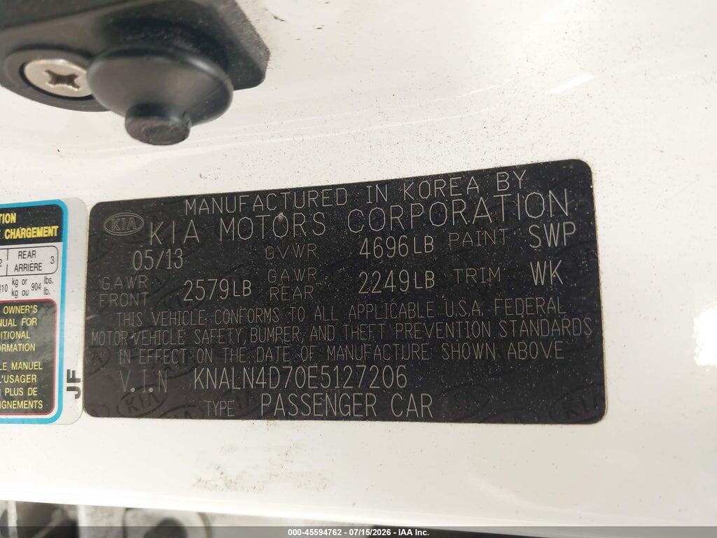 KNALN4D70E5127206 2014 KIA CADENZA photo no. 9