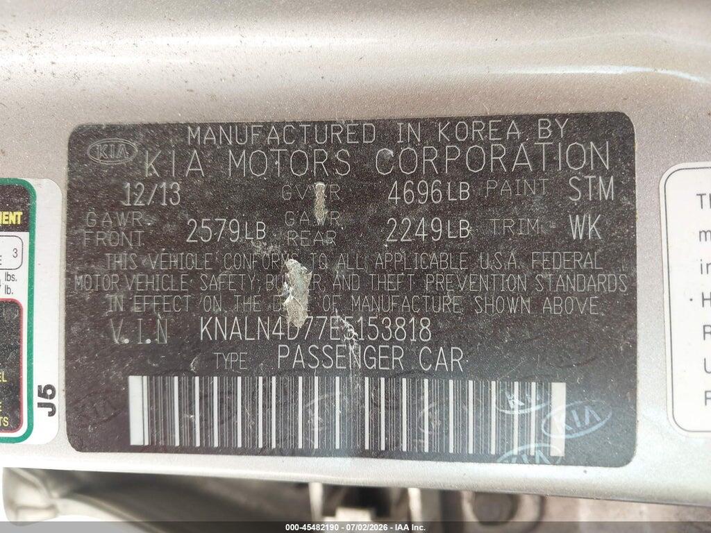 KNALN4D77E5153818 2014 KIA CADENZA photo no. 9