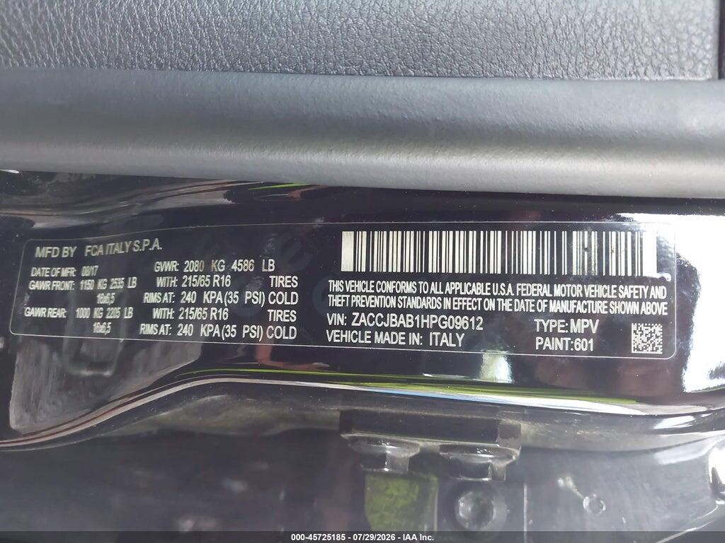 ZACCJBAB1HPG09612 2017 JEEP RENEGADE photo no. 9