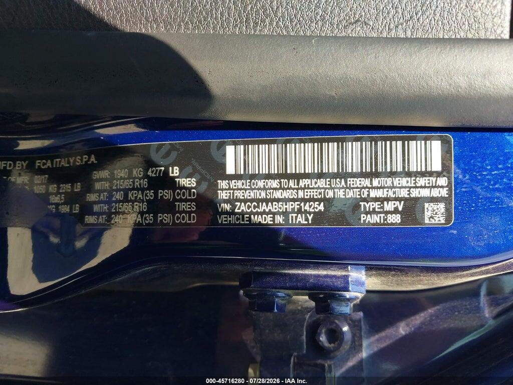 ZACCJAAB5HPF14254 2017 JEEP RENEGADE photo no. 9