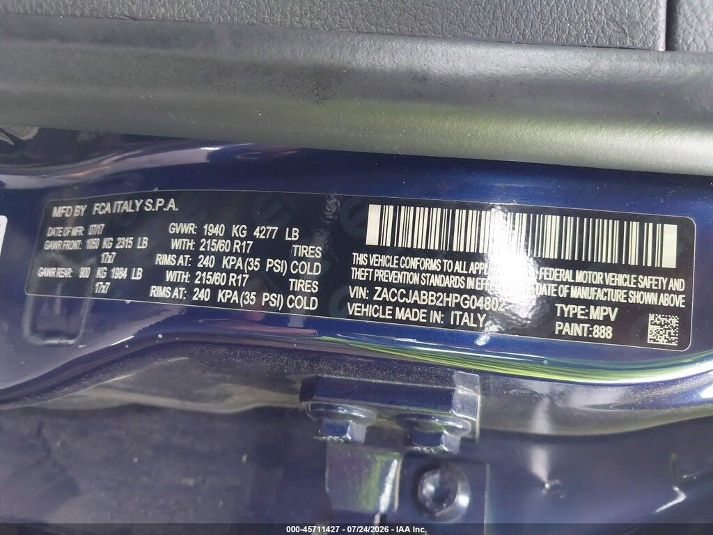 ZACCJABB2HPG04802 2017 JEEP RENEGADE photo no. 9