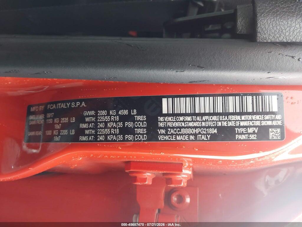 ZACCJBBB0HPG21894 2017 JEEP RENEGADE photo no. 9