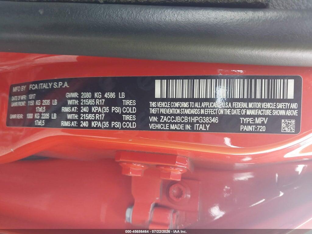 ZACCJBCB1HPG38346 2017 JEEP RENEGADE photo no. 9