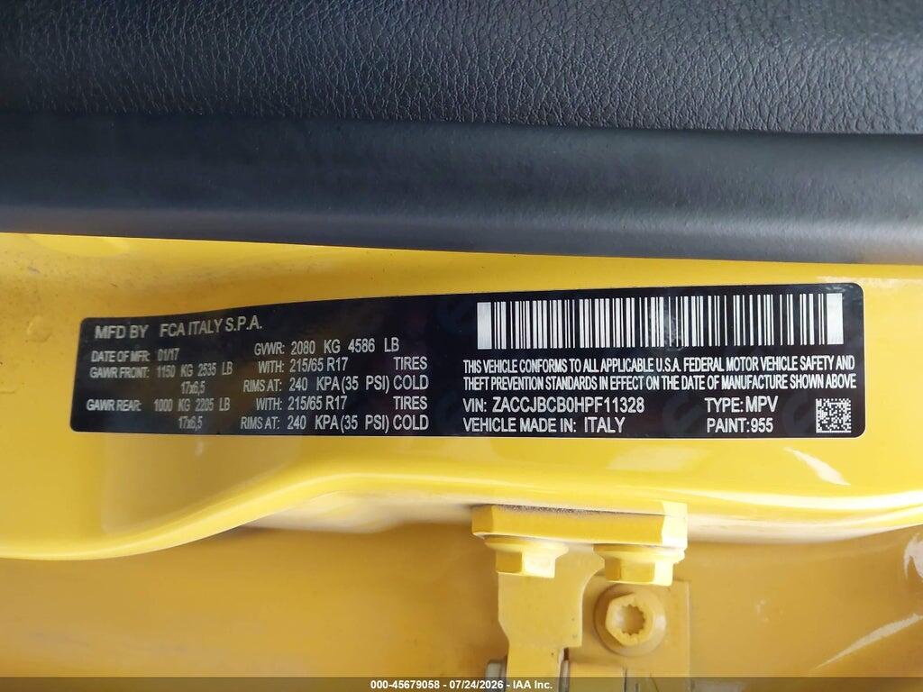 ZACCJBCB0HPF11328 2017 JEEP RENEGADE photo no. 9