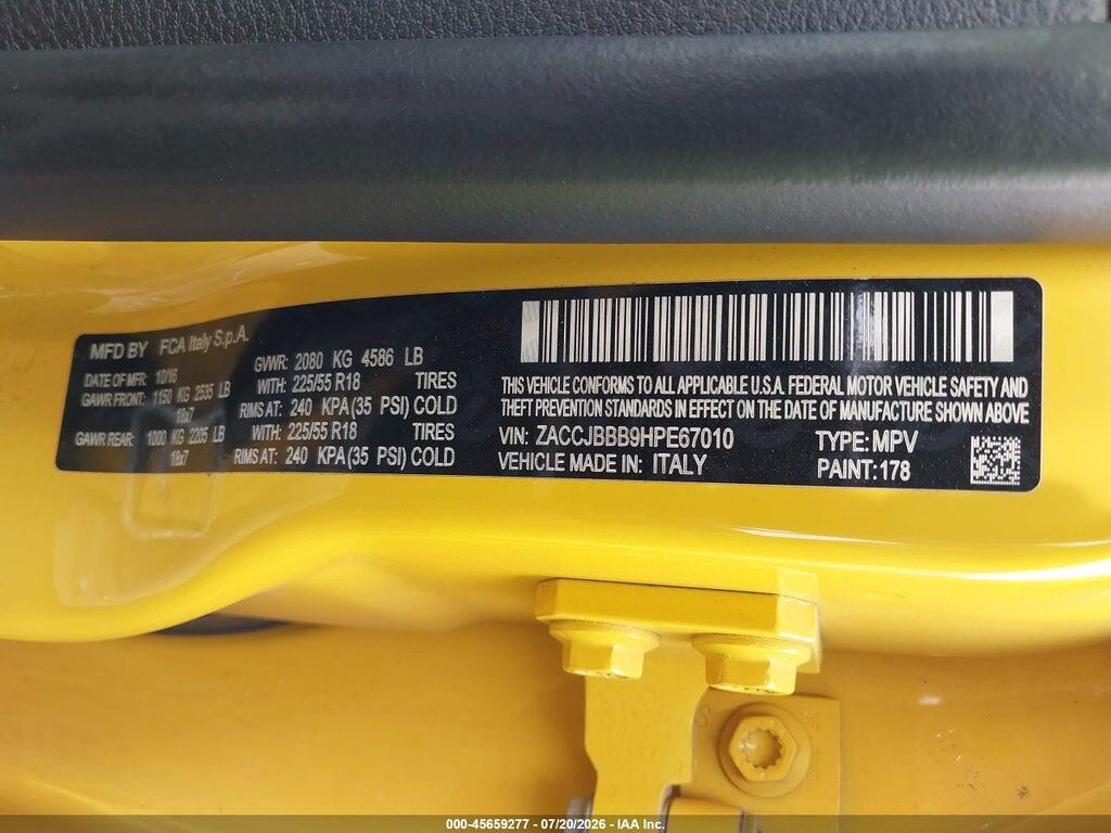 ZACCJBBB9HPE67010 2017 JEEP RENEGADE photo no. 9