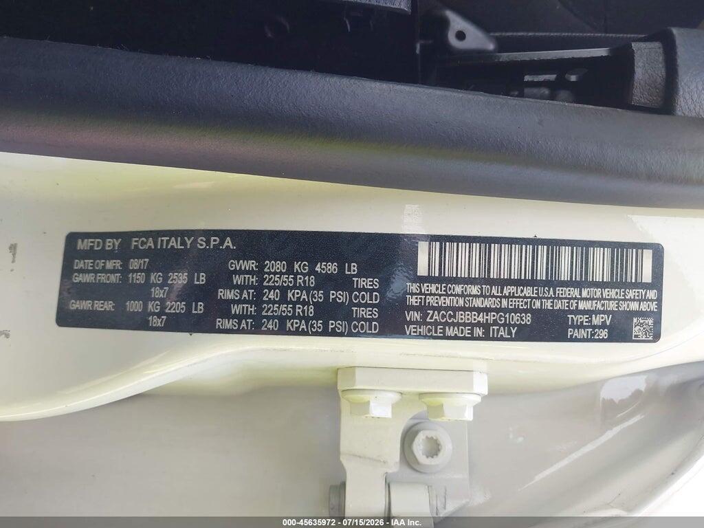 ZACCJBBB4HPG10638 2017 JEEP RENEGADE photo no. 9