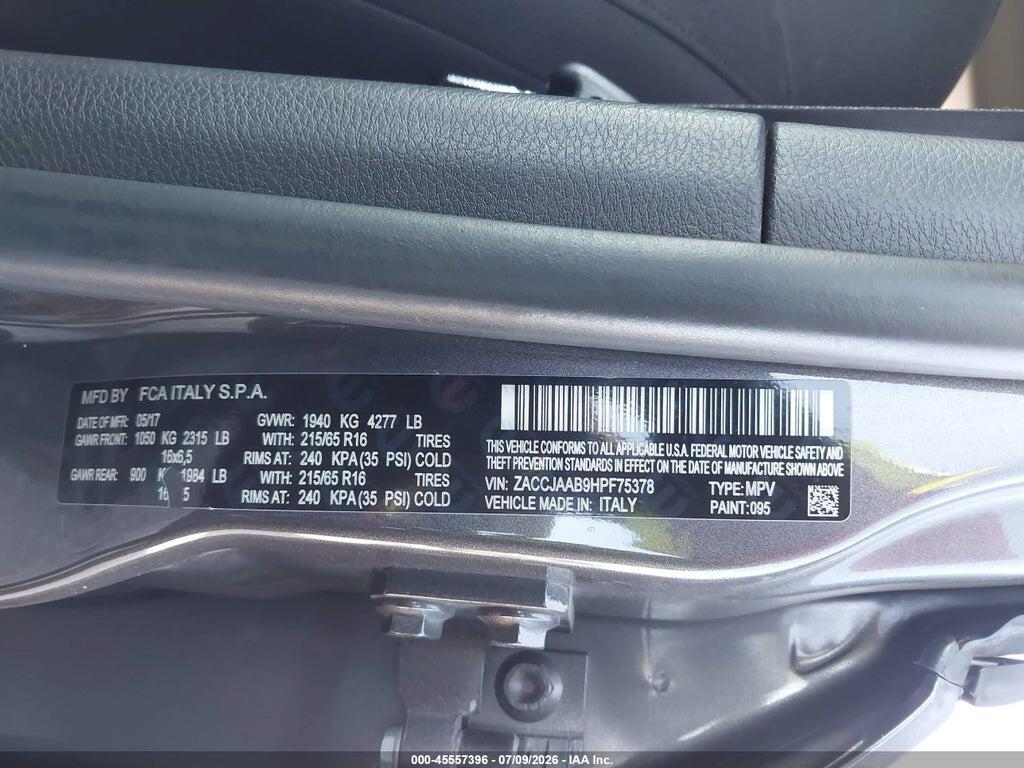 ZACCJAAB9HPF75378 2017 JEEP RENEGADE photo no. 9