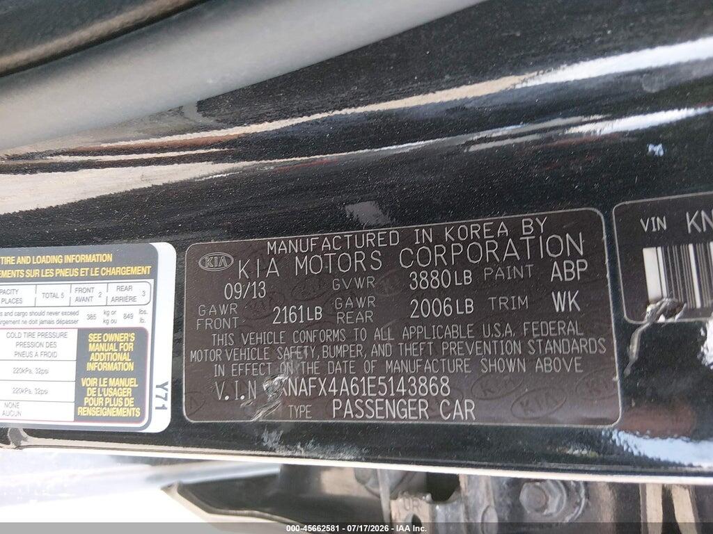 KNAFX4A61E5143868 2014 KIA FORTE photo no. 9