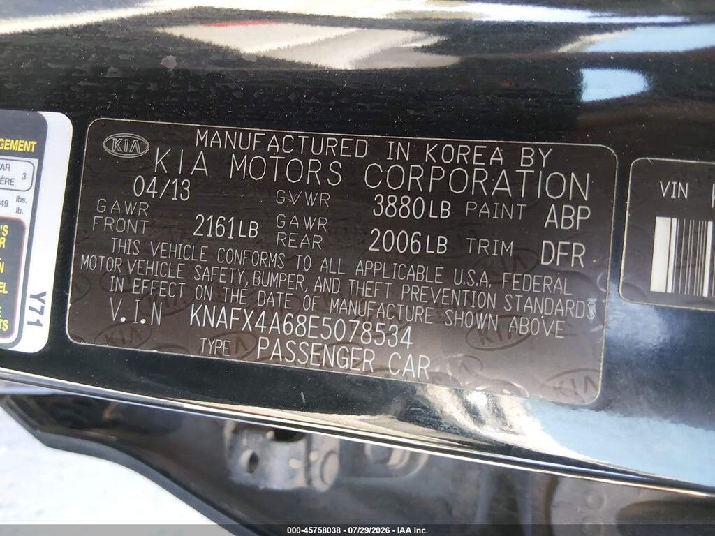 KNAFX4A68E5078534 2014 KIA FORTE photo no. 9