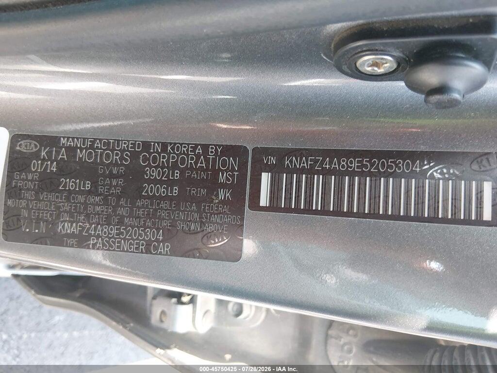 KNAFZ4A89E5205304 2014 KIA FORTE photo no. 9