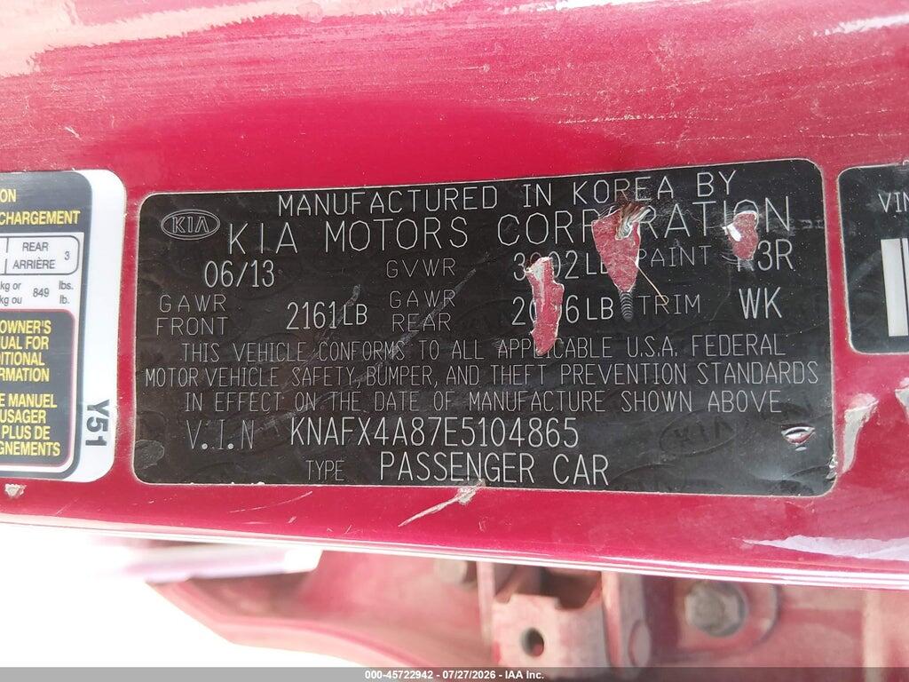 KNAFX4A87E5104865 2014 KIA FORTE photo no. 9