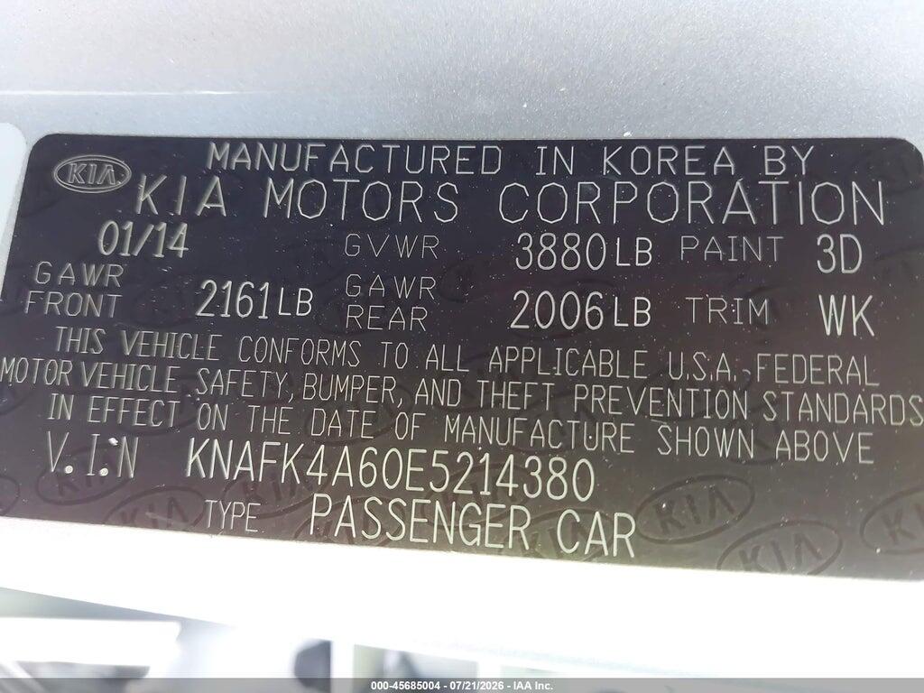 KNAFK4A60E5214380 2014 KIA FORTE photo no. 9