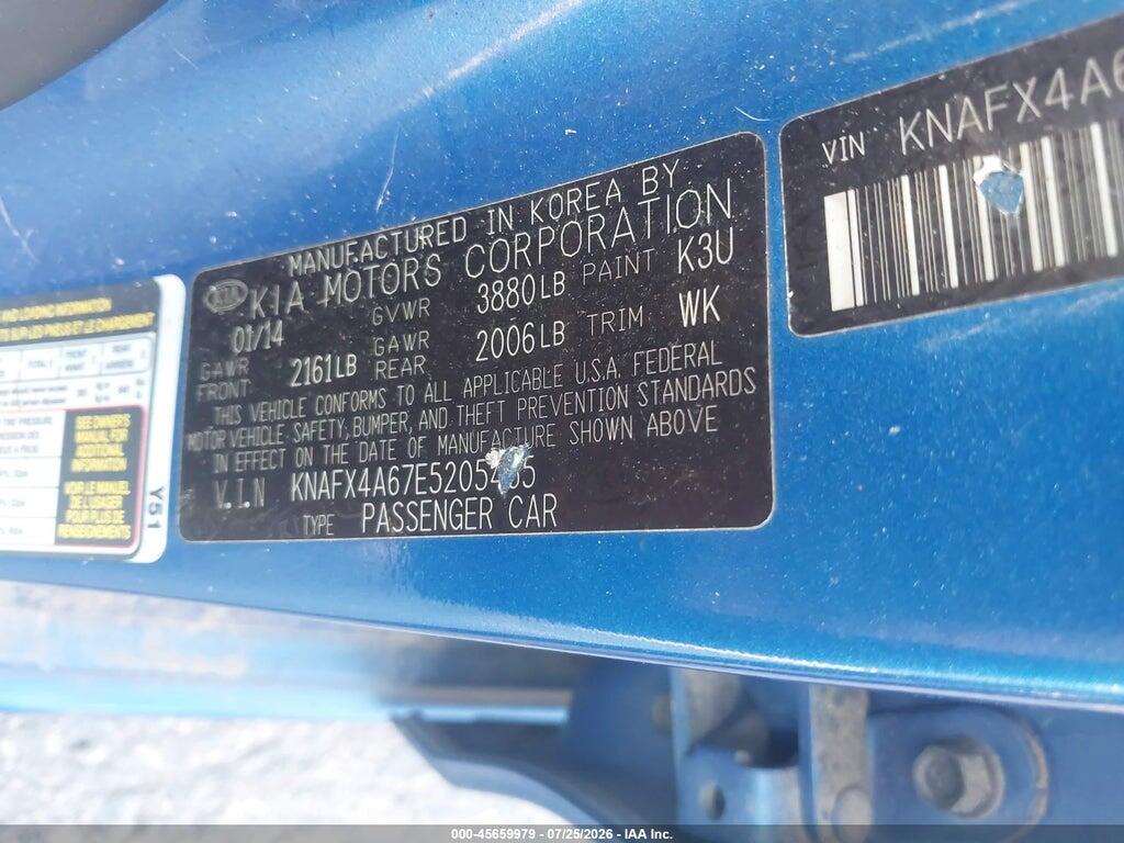 KNAFX4A67E5205435 2014 KIA FORTE photo no. 9