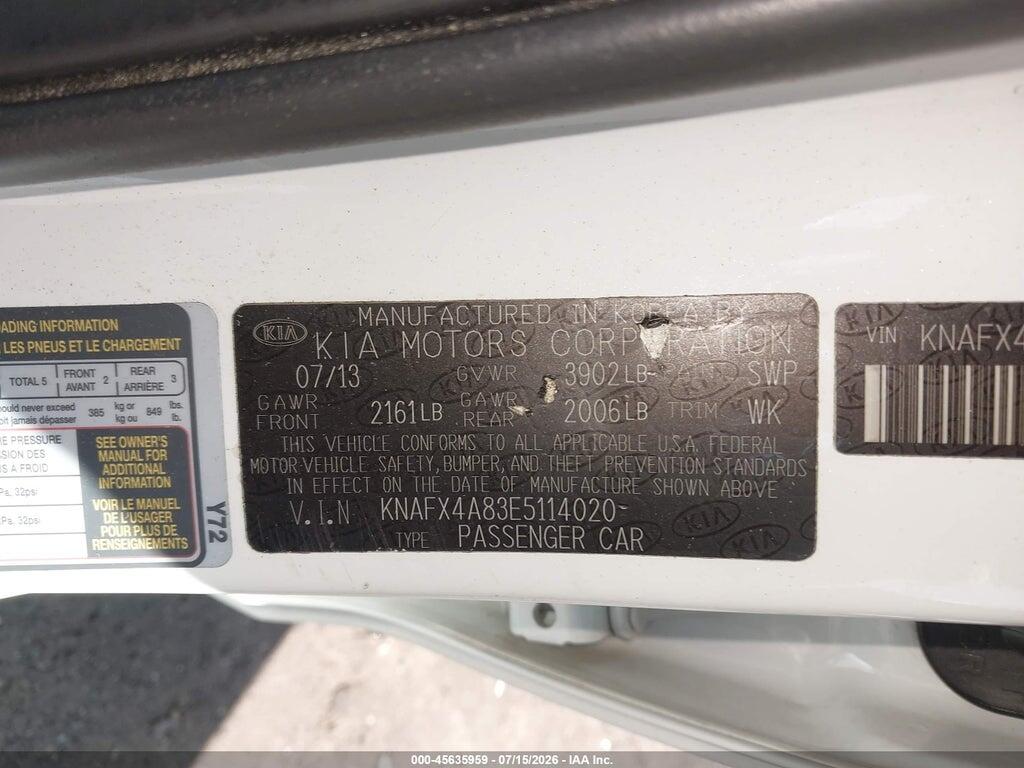 KNAFX4A83E5114020 2014 KIA FORTE photo no. 9