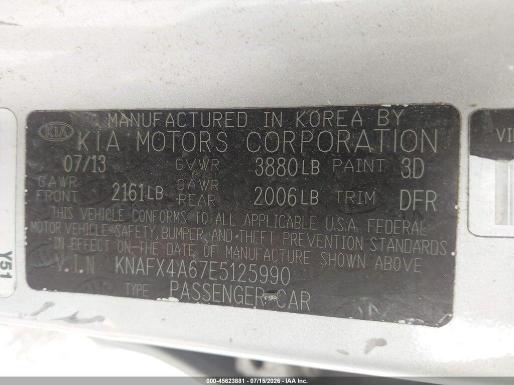KNAFX4A67E5125990 2014 KIA FORTE photo no. 9