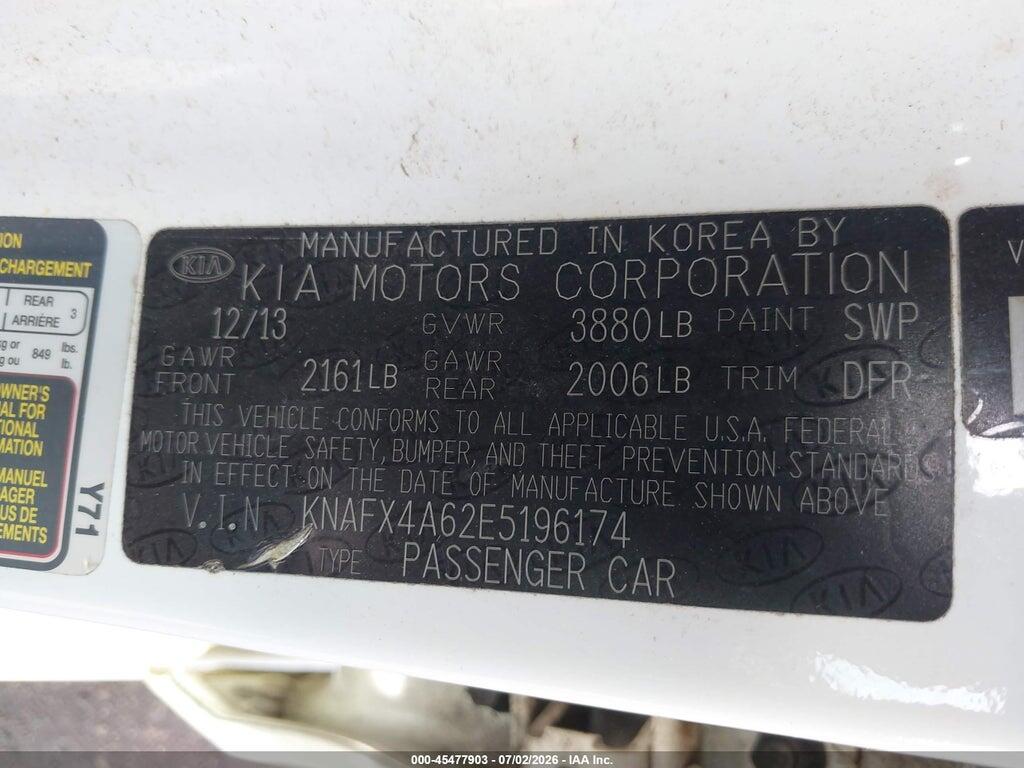 KNAFX4A62E5196174 2014 KIA FORTE photo no. 9
