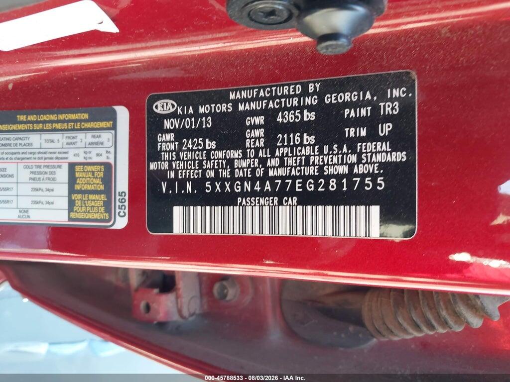 5XXGN4A77EG281755 2014 KIA OPTIMA photo no. 9