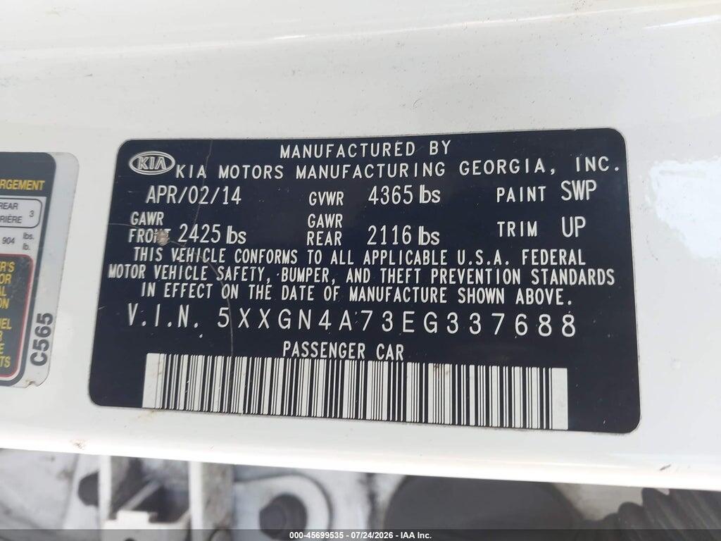 5XXGN4A73EG337688 2014 KIA OPTIMA photo no. 9