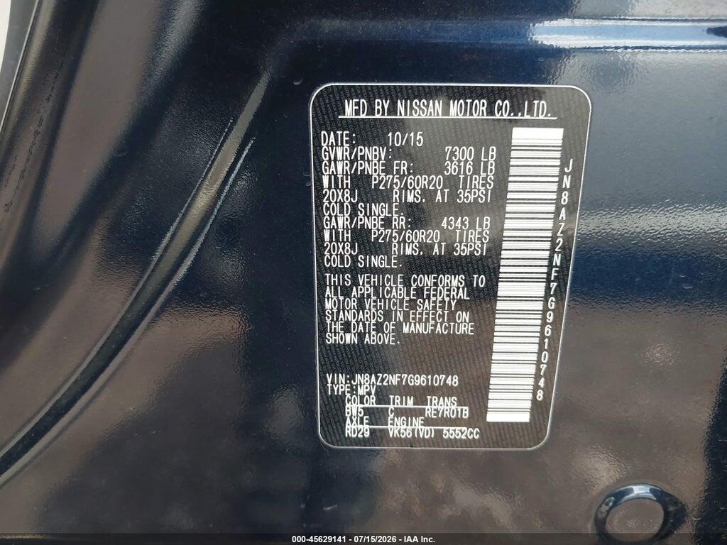 JN8AZ2NF7G9610748 2016 INFINITI QX80 photo no. 9