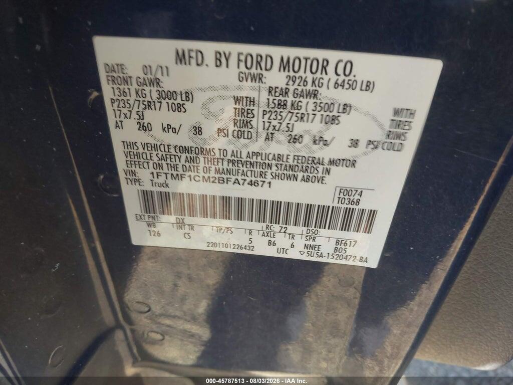 1FTMF1CM2BFA74671 2011 FORD F-150 photo no. 9