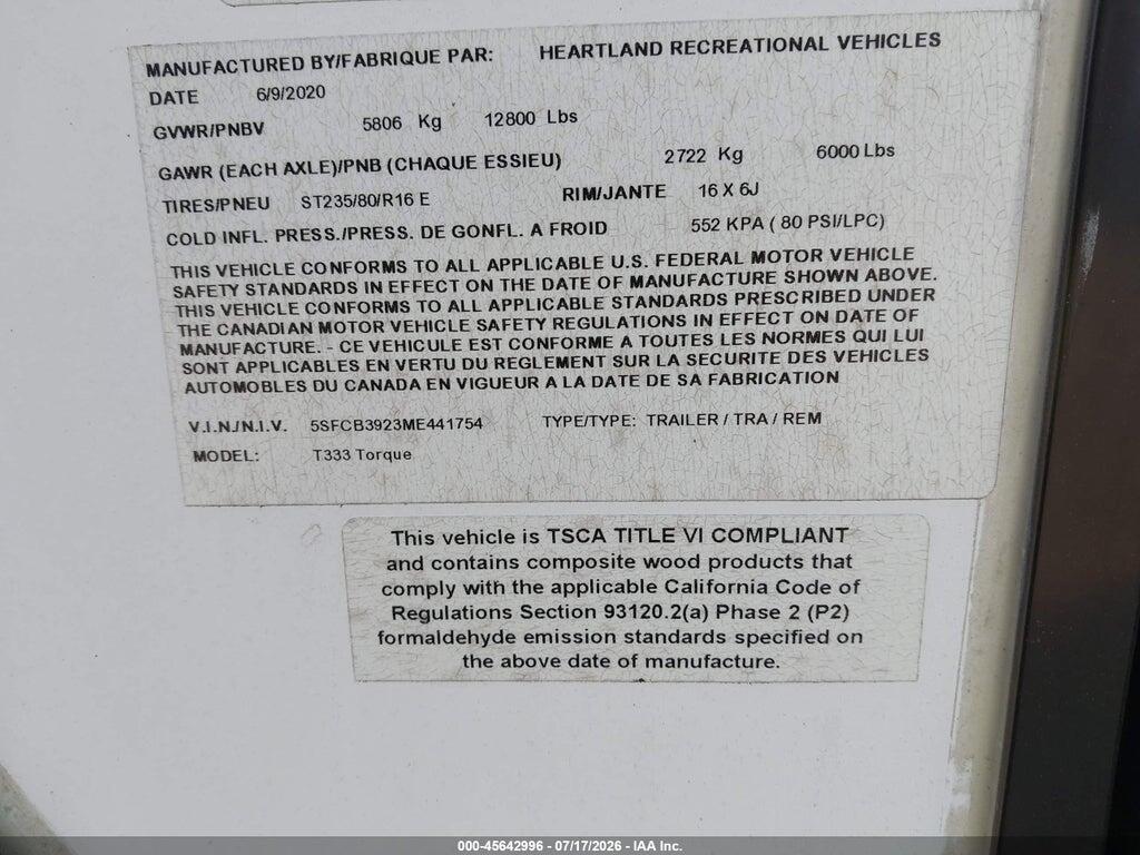 5SFCB3923ME441754 2021 HEARTLAND T333 TORQUE photo no. 9