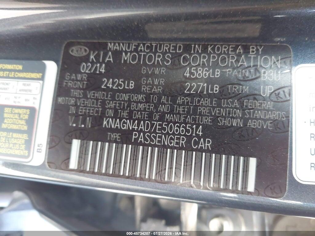 KNAGN4AD7E5066514 2014 KIA OPTIMA HYBRID photo no. 9