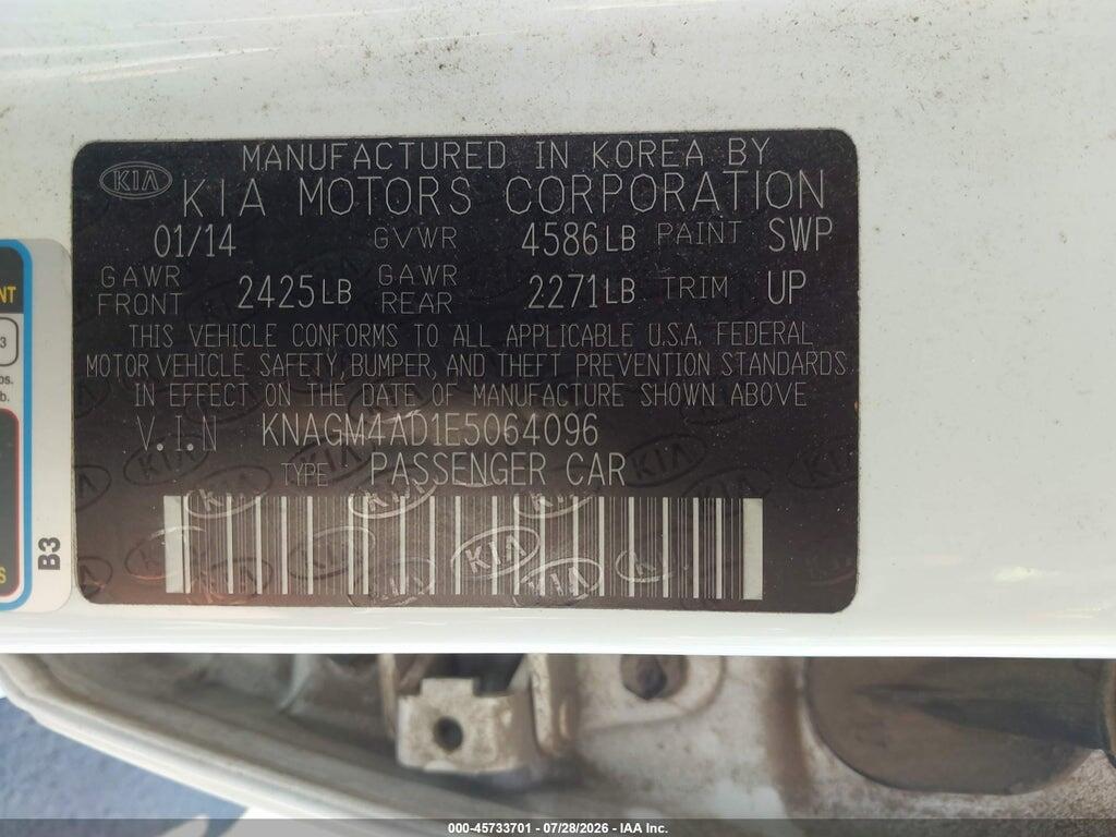KNAGM4AD1E5064096 2014 KIA OPTIMA HYBRID photo no. 9