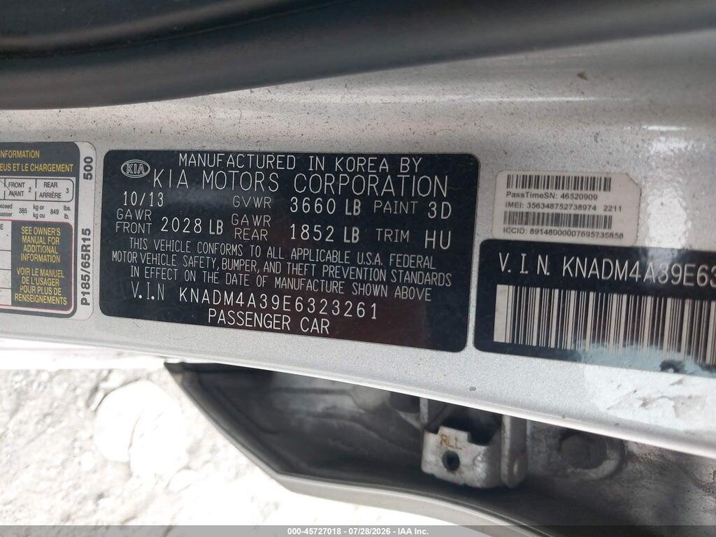 KNADM4A39E6323261 2014 KIA RIO photo no. 9