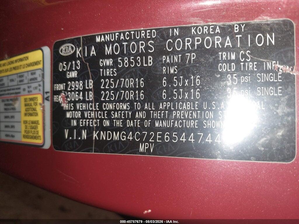 KNDMG4C72E6544744 2014 KIA SEDONA photo no. 9