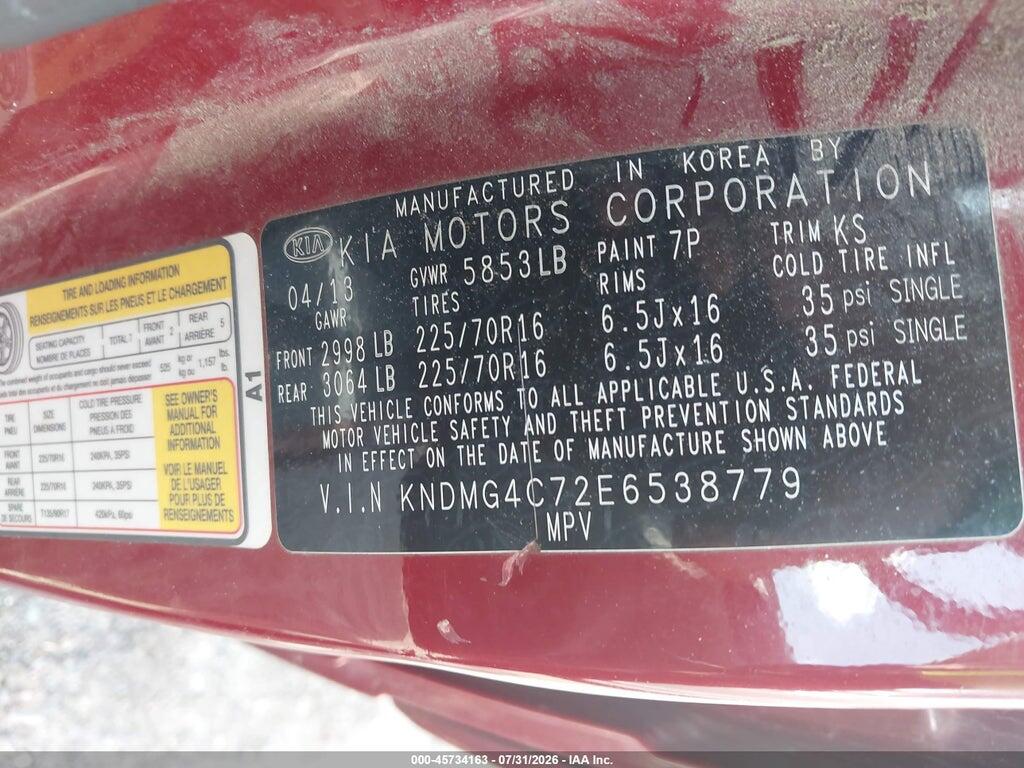KNDMG4C72E6538779 2014 KIA SEDONA photo no. 9