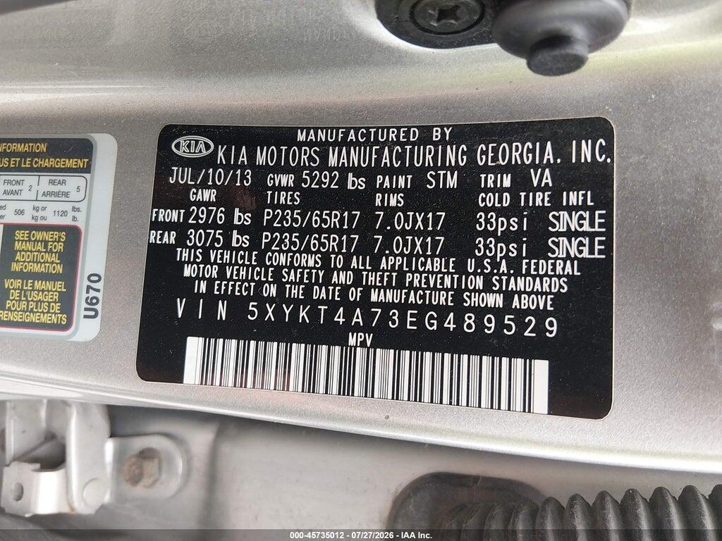5XYKT4A73EG489529 2014 KIA SORENTO photo no. 9