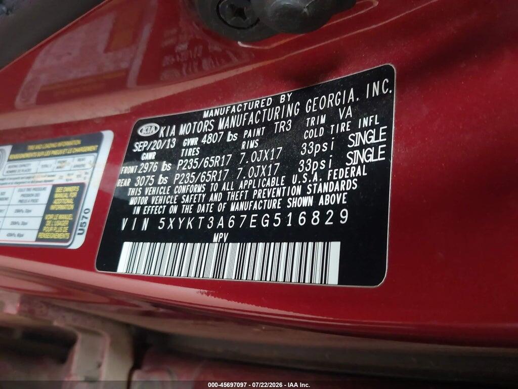 5XYKT3A67EG516829 2014 KIA SORENTO photo no. 9